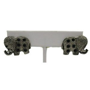 Used- Excellent- Silver & Black Elephant Earrings